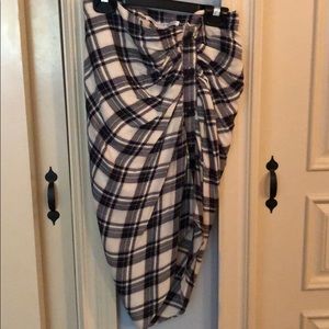 Veronica Beard gathered plaid mini skirt